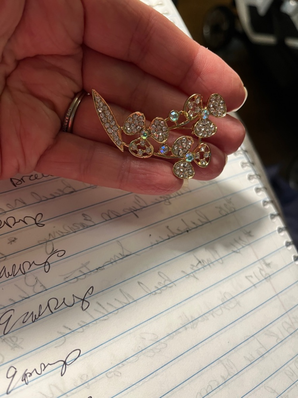 Gold-Tone Crystal Floral Brooch - Sparkling Floral Pin in Gold1526